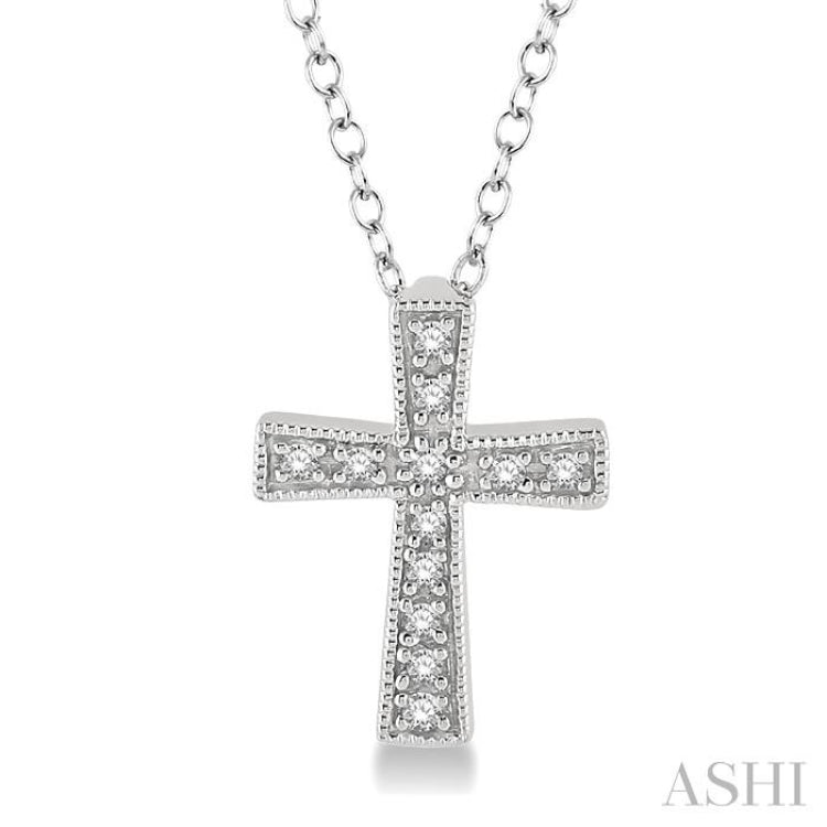 1/20 ctw Single Cut Diamond Cross Pendant in Sterling Silver with Chain