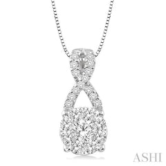 1/2 ctw Lovebright Round Cut Diamond Pendant in 14K White Gold with Chain