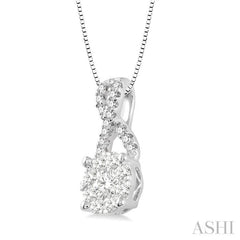 1/2 ctw Lovebright Round Cut Diamond Pendant in 14K White Gold with Chain