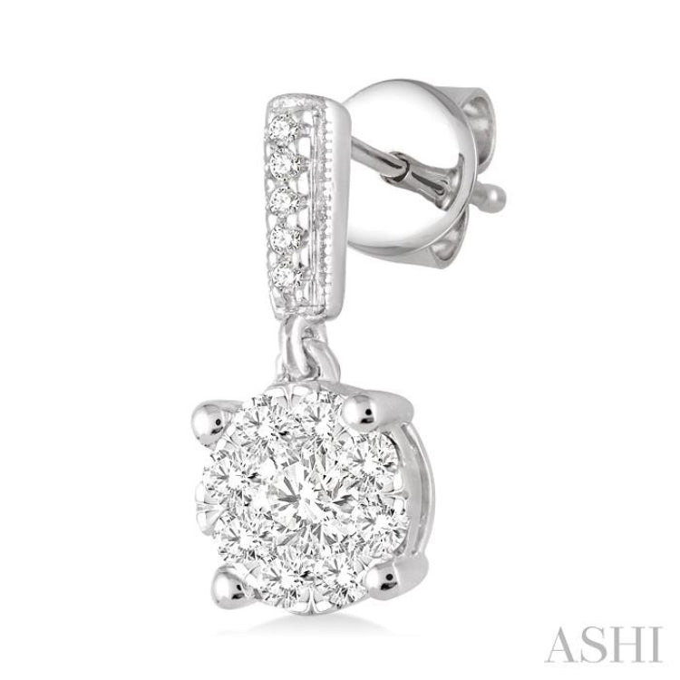 1/2 ctw Lovebright Round Cut Diamond Earrings in 14K White Gold