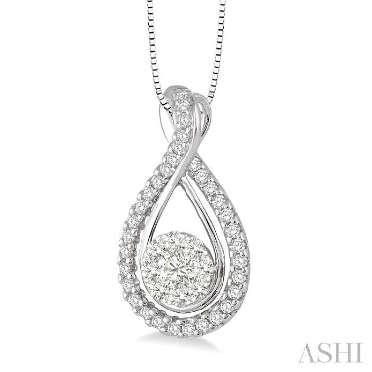 1/2 ctw Lovebright Round Cut Diamond Pendant in 14K White Gold with Chain