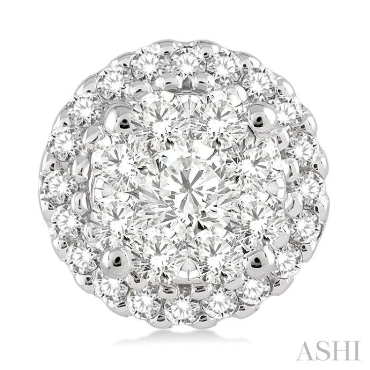 1 ctw Lovebright Round Cut Diamond Earrings in 14K White Gold