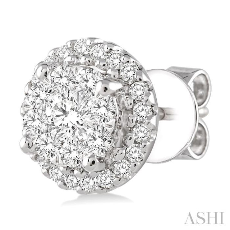 1 ctw Lovebright Round Cut Diamond Earrings in 14K White Gold