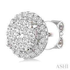 1 ctw Lovebright Round Cut Diamond Earrings in 14K White Gold