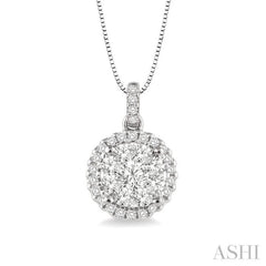 1/2 ctw Lovebright Round Cut Diamond Pendant in 14K White Gold with Chain