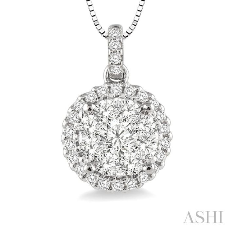 1/2 ctw Lovebright Round Cut Diamond Pendant in 14K White Gold with Chain