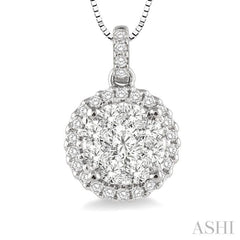 1/2 ctw Lovebright Round Cut Diamond Pendant in 14K White Gold with Chain