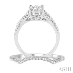 1/2 ctw Diamond Wedding Set with 1/3 ctw Lovebright Engagement Ring and 1/10 ctw Wedding Band in 14K White Gold