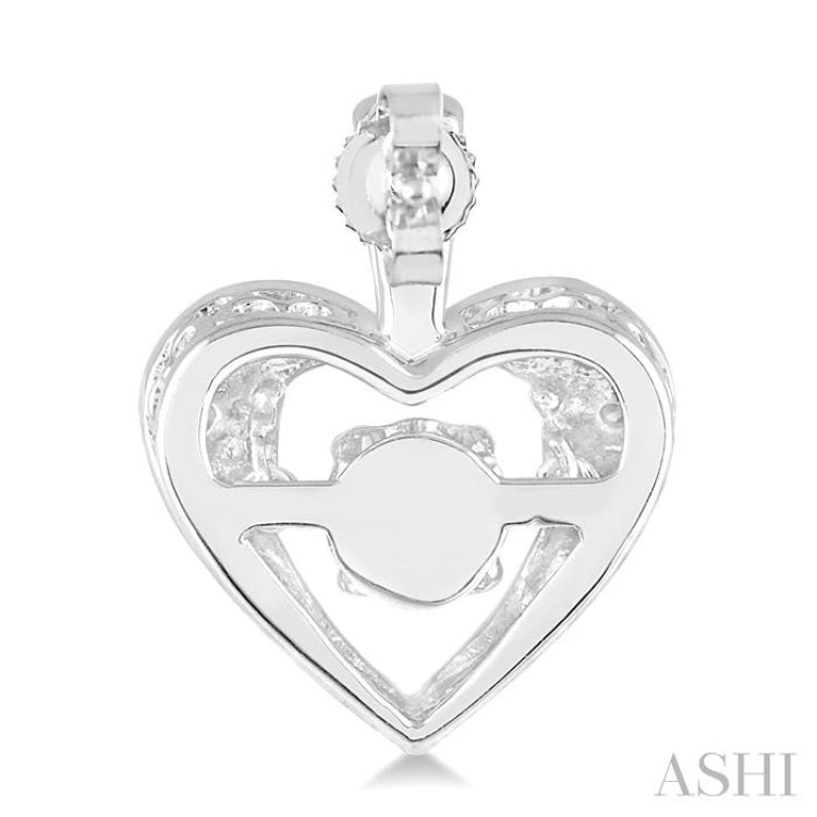 1/10 ctw Round Cut Diamond Emotion Heart Earrings in Sterling Silver