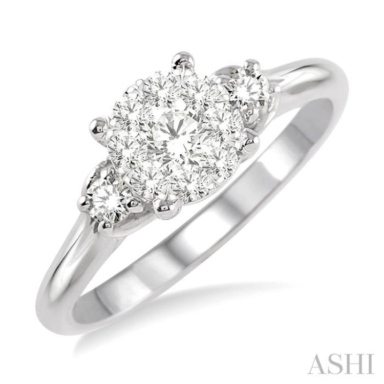 1/2 ctw Lovebright Round Cut Diamond Engagement Ring in 14K White Gold