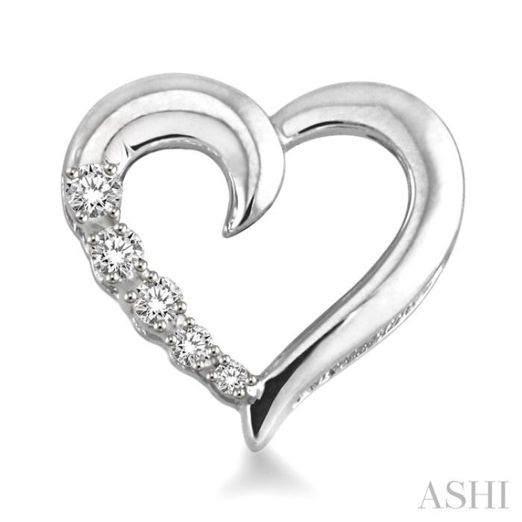 1/20 ctw Single Cut Diamond Heart Shape Diamond Journey Earrings in Sterling Silver