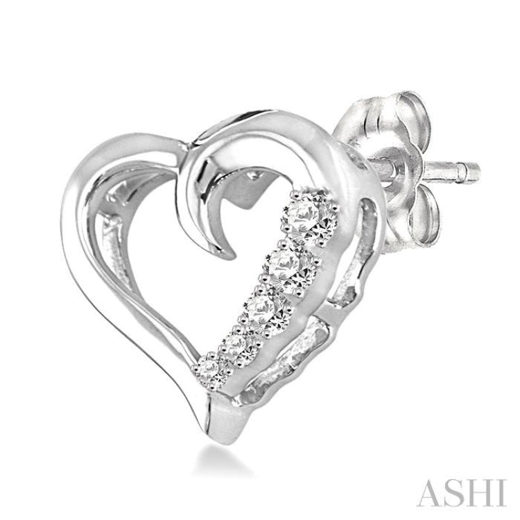 1/20 ctw Single Cut Diamond Heart Shape Diamond Journey Earrings in Sterling Silver