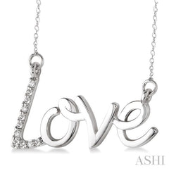 1/50 ctw Single Cut Diamond Love Pendant in Sterling Silver with Chain