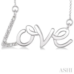 1/50 ctw Single Cut Diamond Love Pendant in Sterling Silver with Chain
