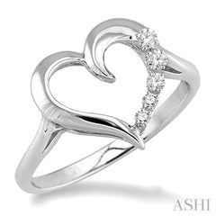 1/50 ctw Single Cut Diamond Heart Shape Diamond Journey Ring in Sterling Silver
