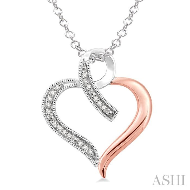 1/20 ctw Single Cut Diamond Heart Pendant in Sterling Silver with Chain