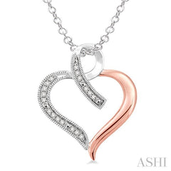 1/20 ctw Single Cut Diamond Heart Pendant in Sterling Silver with Chain
