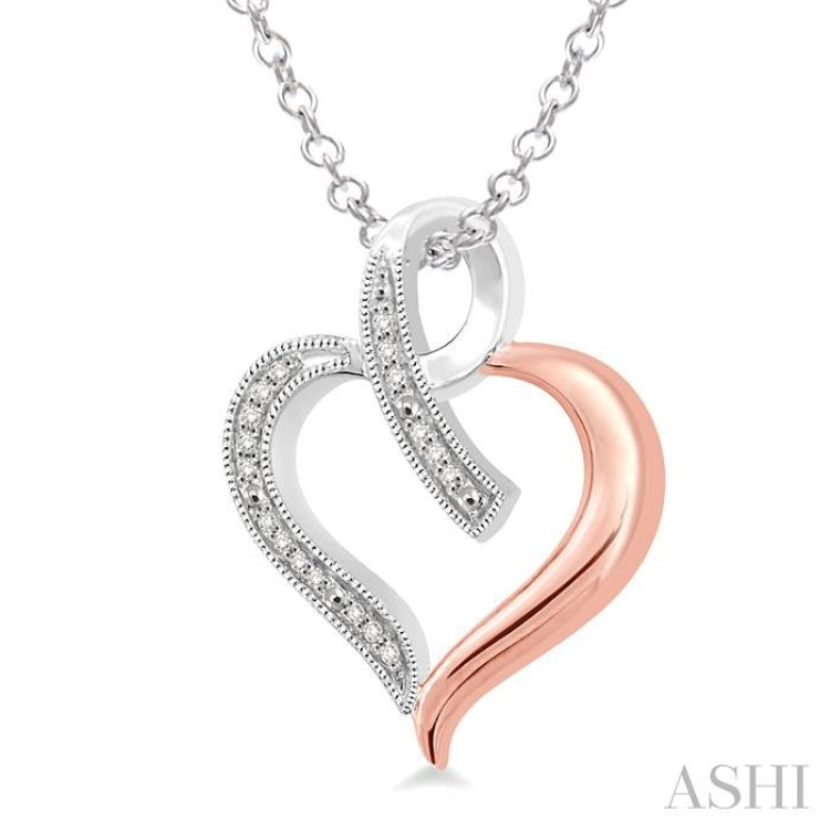 1/20 ctw Single Cut Diamond Heart Pendant in Sterling Silver with Chain