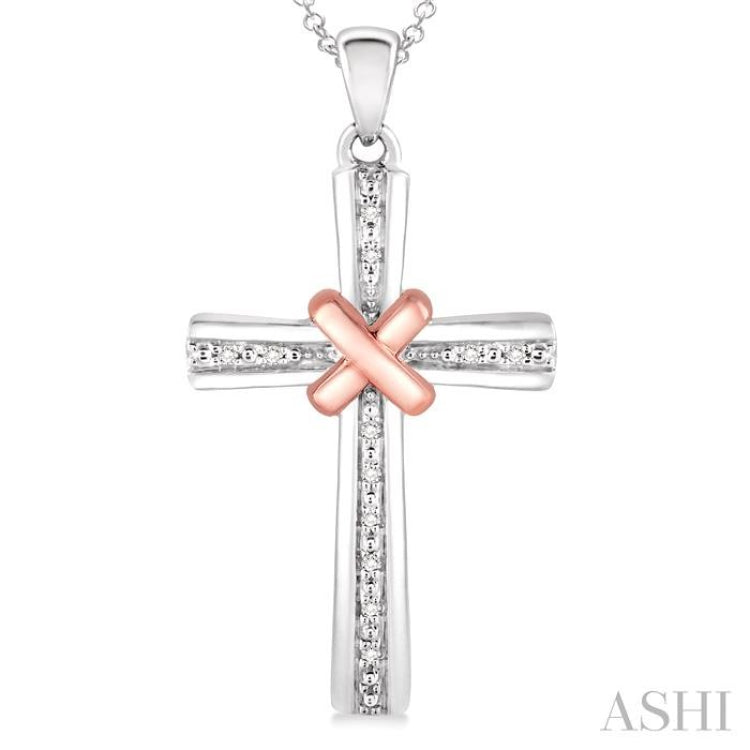 1/20 ctw Single Cut Diamond Cross Pendant in Sterling Silver with Chain