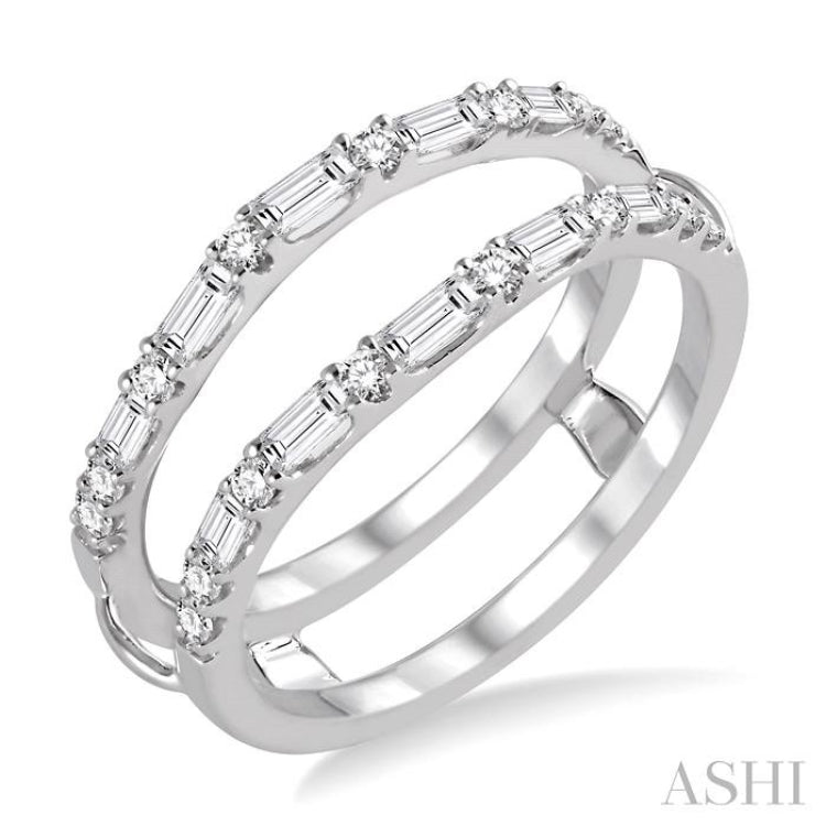 1/2 ctw Baguette and Round Cut Diamond Insert Ring in 14K White Gold