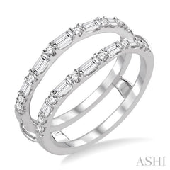 1/2 ctw Baguette and Round Cut Diamond Insert Ring in 14K White Gold