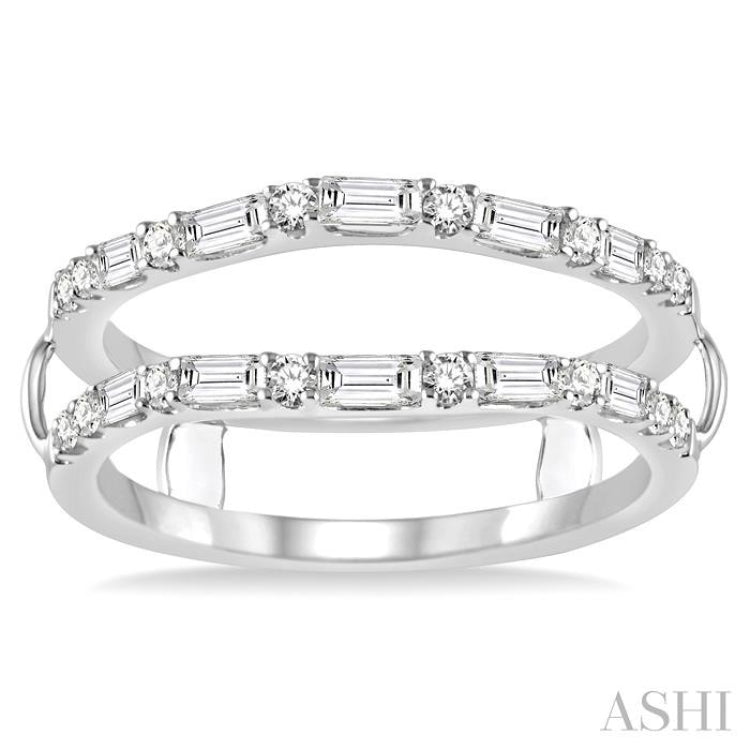 1/2 ctw Baguette and Round Cut Diamond Insert Ring in 14K White Gold