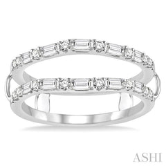 1/2 ctw Baguette and Round Cut Diamond Insert Ring in 14K White Gold