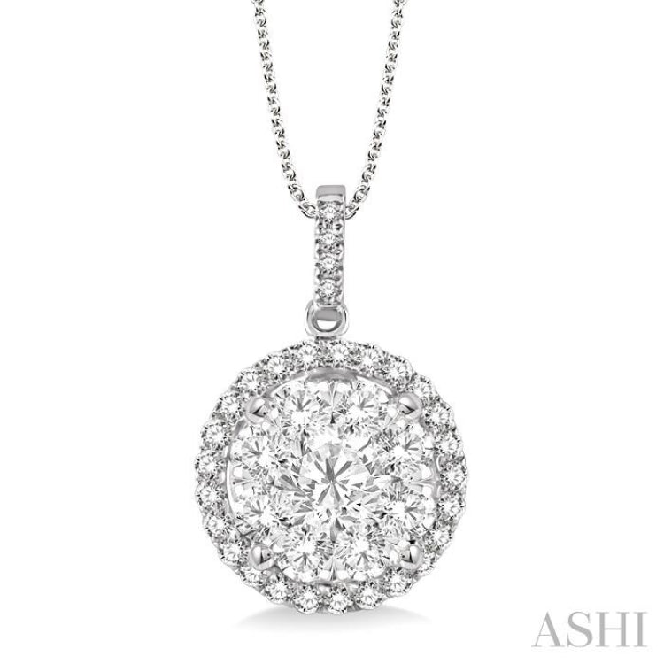 2 ctw Lovebright Round Cut Diamond Pendant in 14K White Gold with Chain