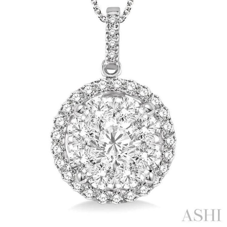 2 ctw Lovebright Round Cut Diamond Pendant in 14K White Gold with Chain