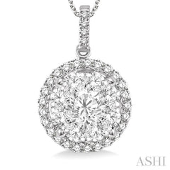2 ctw Lovebright Round Cut Diamond Pendant in 14K White Gold with Chain