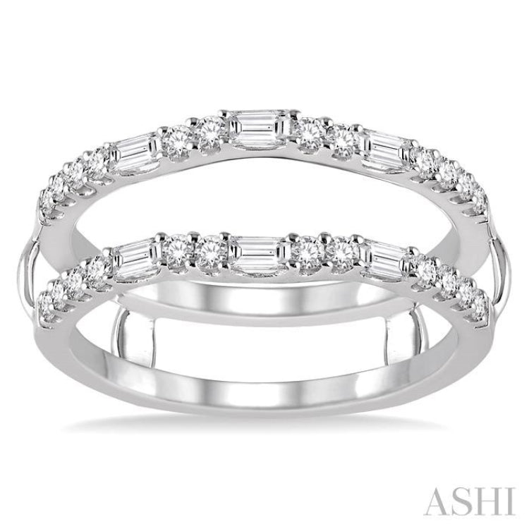 1/2 ctw Baguette and Round Cut Diamond Insert Ring in 14K White Gold
