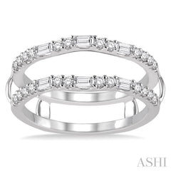 1/2 ctw Baguette and Round Cut Diamond Insert Ring in 14K White Gold