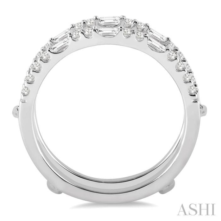1/2 ctw Baguette and Round Cut Diamond Insert Ring in 14K White Gold