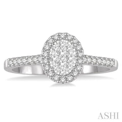 1/3 ctw Oval Shape Diamond Lovebright Ring in 14K White Gold