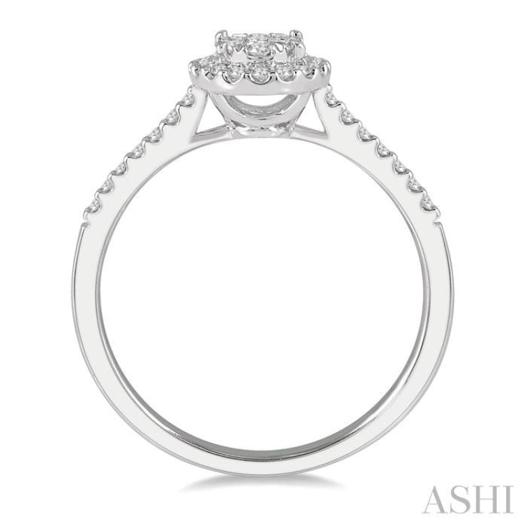 1/3 ctw Oval Shape Diamond Lovebright Ring in 14K White Gold