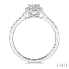 1/3 ctw Oval Shape Diamond Lovebright Ring in 14K White Gold