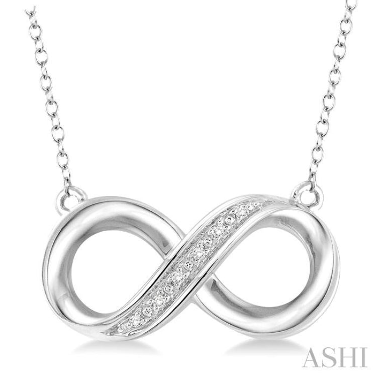 1/50 ctw Round Cut Diamond Infinity Pendant in Sterling Silver with Chain