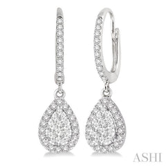 3/8 ctw Pear Shape Diamond Lovebright Earrings in 14K White Gold