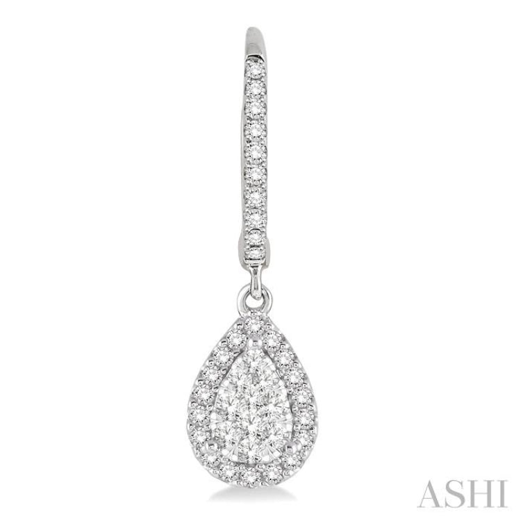 3/8 ctw Pear Shape Diamond Lovebright Earrings in 14K White Gold