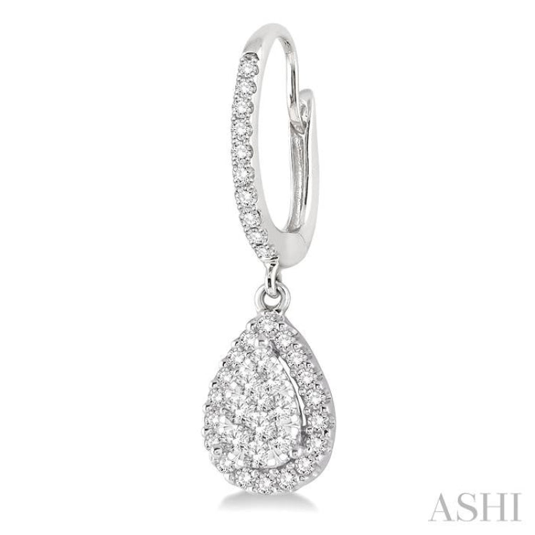 3/8 ctw Pear Shape Diamond Lovebright Earrings in 14K White Gold