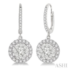1 ctw Round Cut Diamond Lovebright Earrings in 14K White Gold