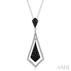 1/10 ctw Round Cut Black Diamond Fashion Pendant in Sterling Silver with Chain
