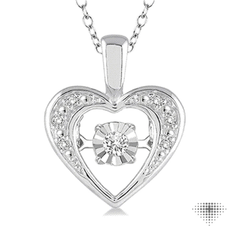 1/20 ctw Heart Shape Diamond Emotion Pendant in Sterling Silver with Chain