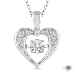 1/20 ctw Heart Shape Diamond Emotion Pendant in Sterling Silver with Chain