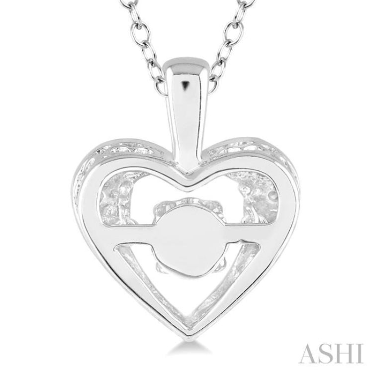 1/20 ctw Heart Shape Diamond Emotion Pendant in Sterling Silver with Chain