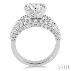 2 1/10 ctw Diamond Semi-mount Engagement Ring in 14K White Gold