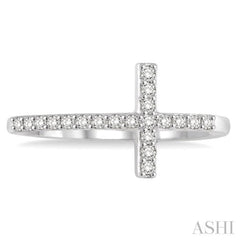 1/5 ctw Round Cut Diamond Cross Ring in 10K White Gold
