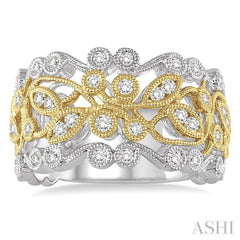 1/2 ctw Round Cut Diamond Fashion Ring in 14K White and Yellow Gold