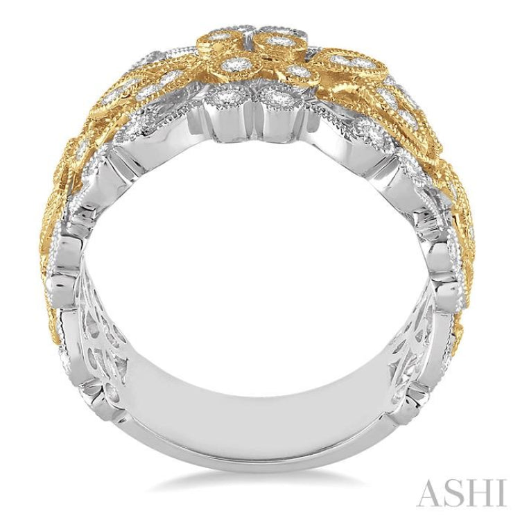 1/2 ctw Round Cut Diamond Fashion Ring in 14K White and Yellow Gold