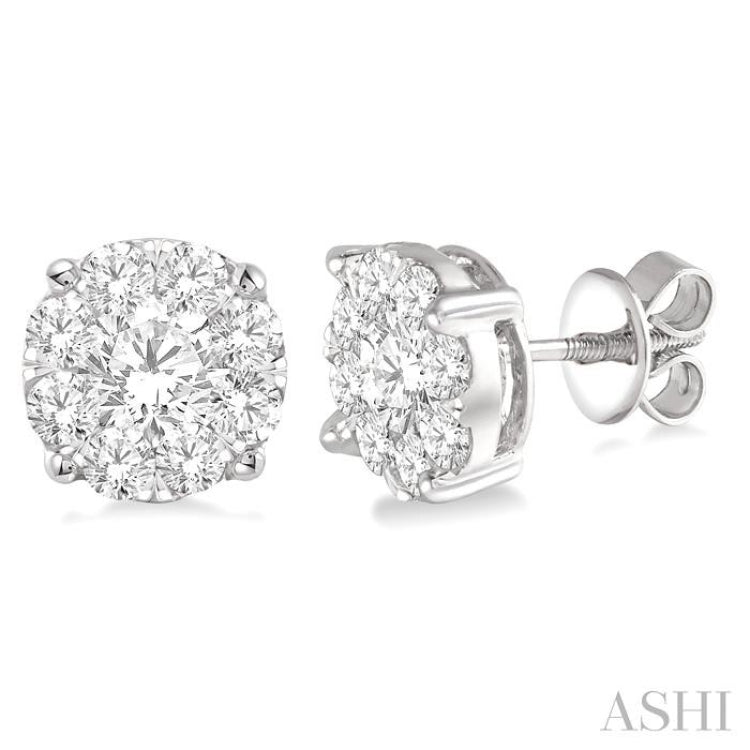 3 ctw Lovebright Round Cut Diamond Stud Earrings in 14K White Gold